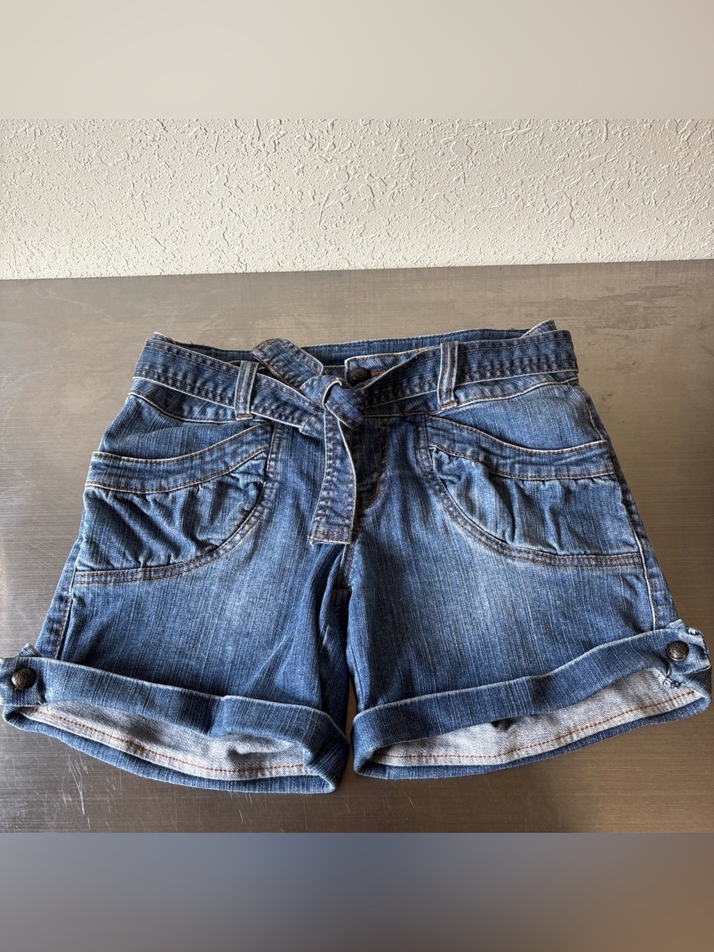 Vintage Y2K Cache Denim Cargo Tie-Waist Shorts✨